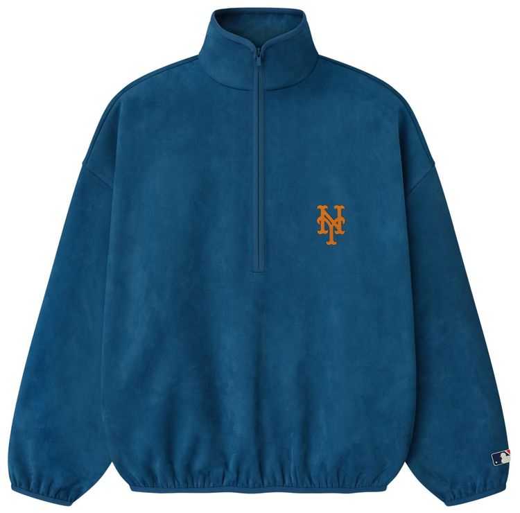 Fear of God Essentials Mets Suede Fleece Modern Half Zip Blue Sapphire