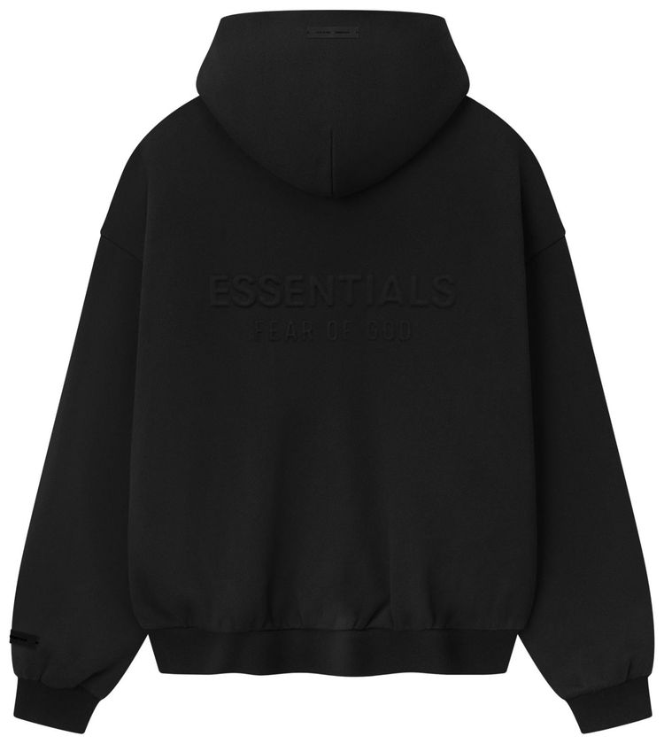 Fear of God Essentials Embossed 90s Fit Fleece Zip Up Hoodie Vintage Black