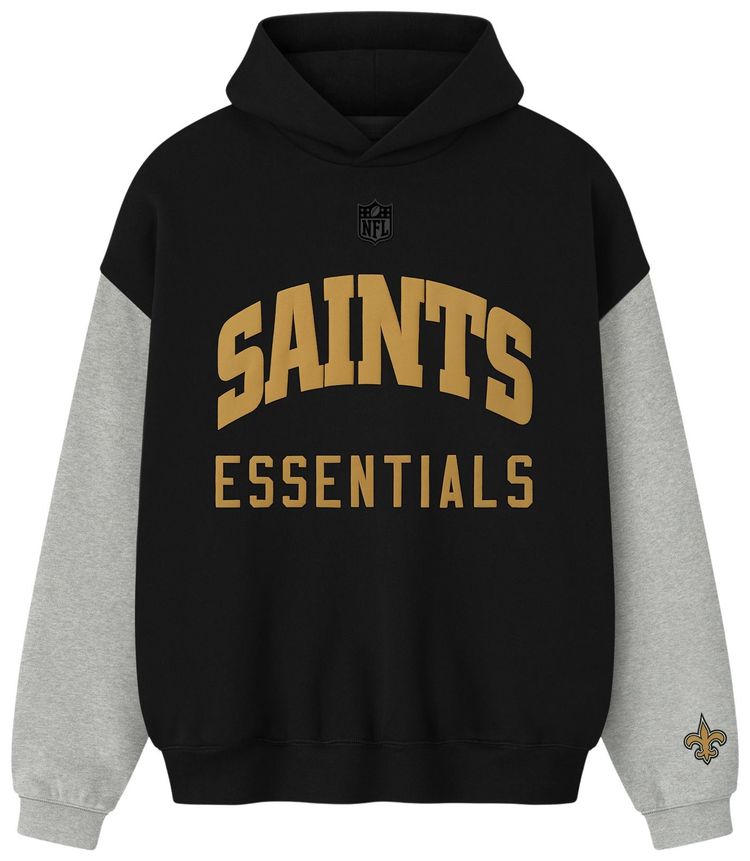 Fear of God Essentials Saints Sport Hoodie Black Concrete Heather