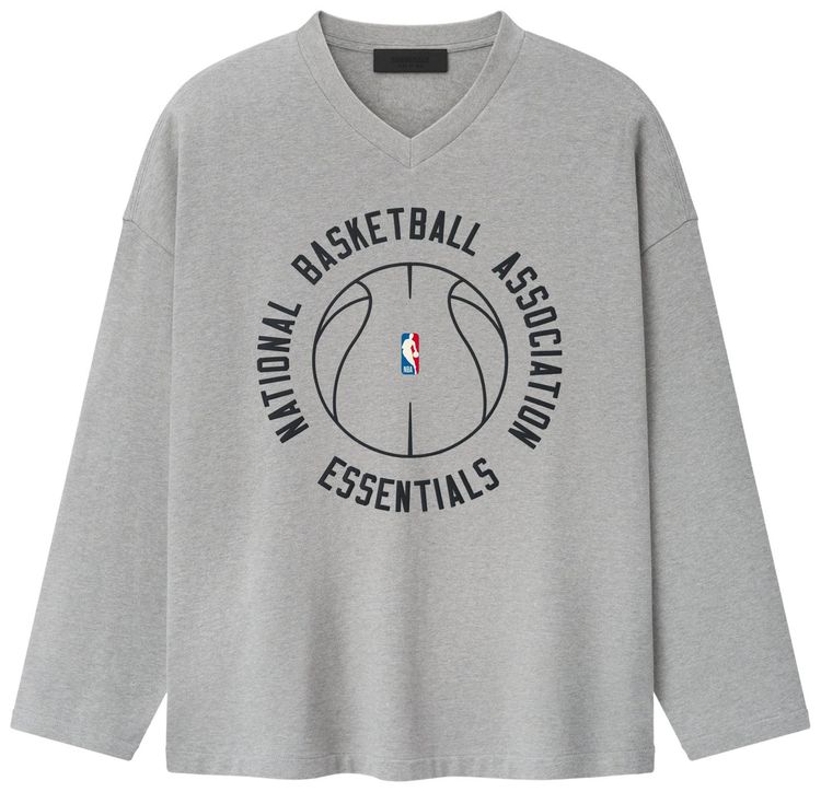 Fear of God Essentials NBA x Barkley Hendricks Long Sleeve V Neck Tee Concrete Heather