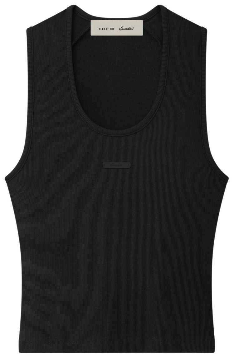 Fear of God Essentials Rib Knit Fitted Tank Vintage Black