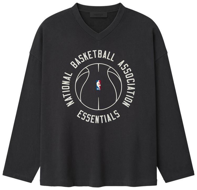 Fear of God Essentials NBA x Barkley Hendricks Long Sleeve V Neck Tee Faded Black