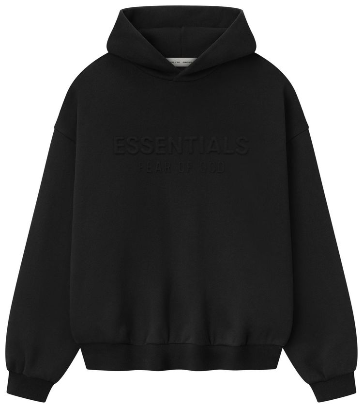Fear of God Essentials Embossed 90s Fit Fleece Hoodie Vintage Black