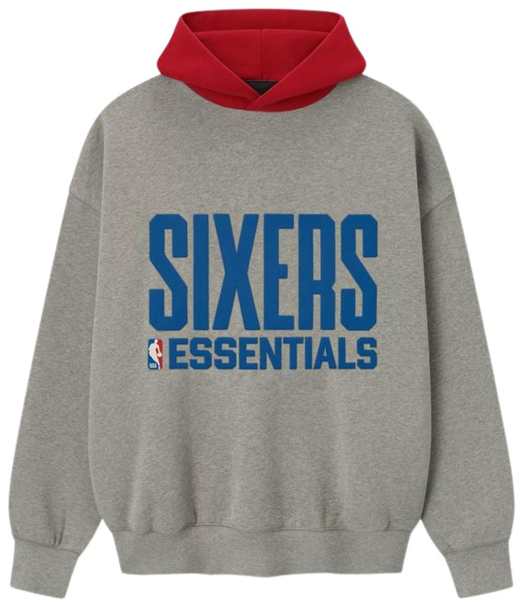 Fear of God Essentials Sixers Sport Hoodie Concrete Heather Red