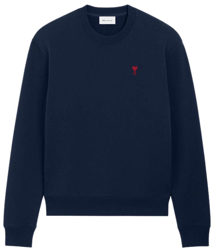 Ami Quota Sweatshirt With Red De Coeur Bleu Nuit