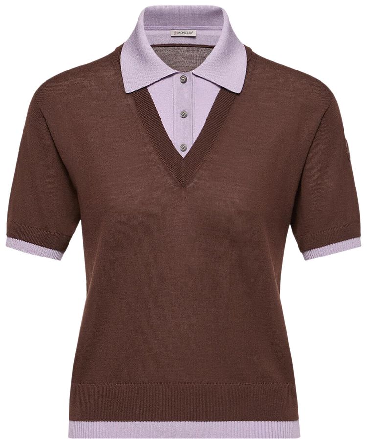 Moncler Short Sleeve Polo Burgundy