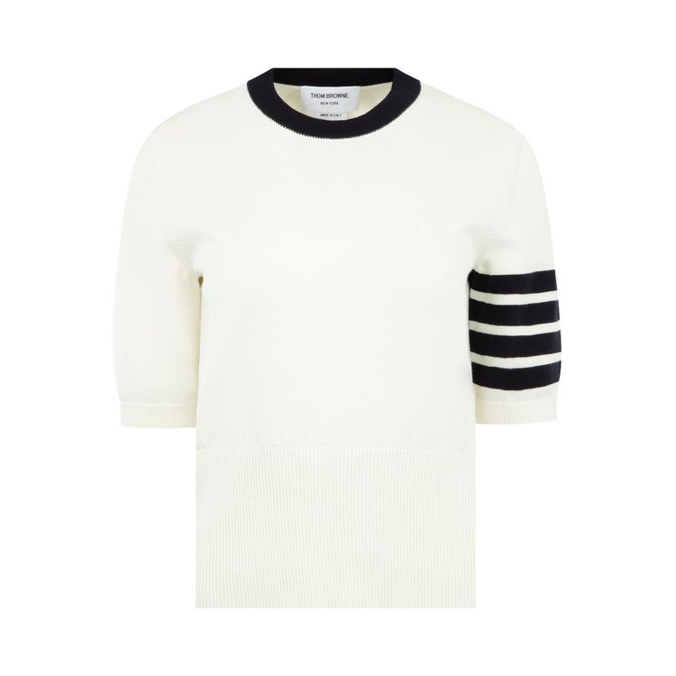 Thom Browne Hector Intarsia Classic Short Sleeve Tee White