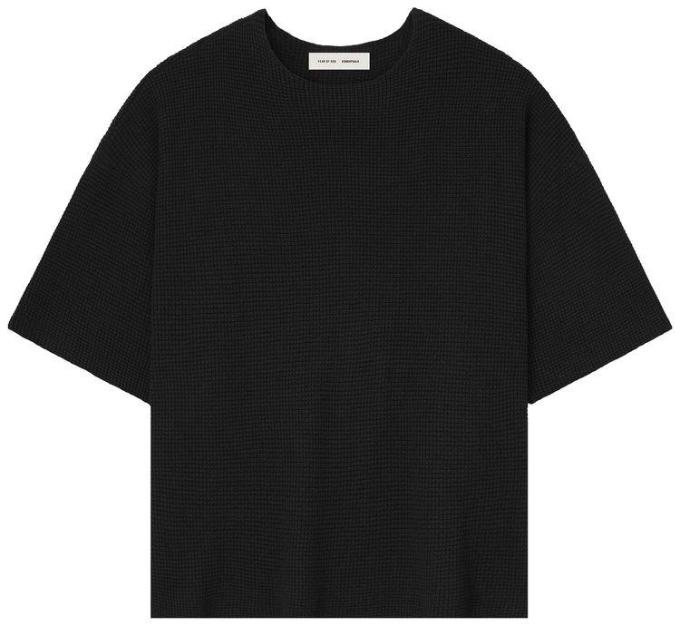 Fear of God Essentials Waffle Short Sleeve Sweater Jet Black