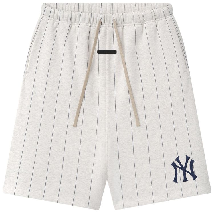 Fear of God Essentials Yankees 90s Sweatshort Oatmeal Heather W Dark Sapphire Pinstripes