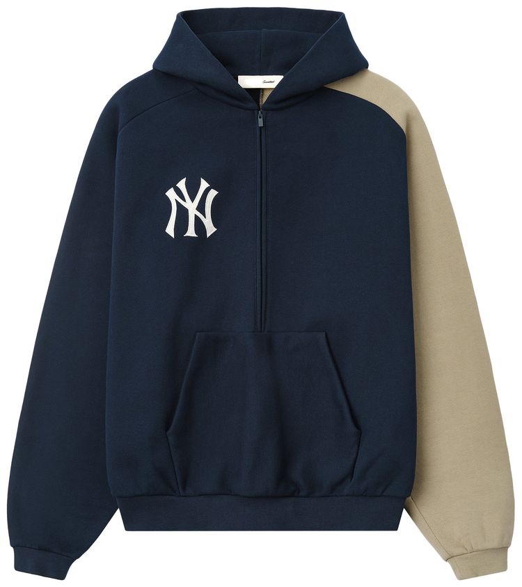 Fear of God Essentials Yankees Raglan Half Zip Sport Hoodie Dark Sapphire Overland