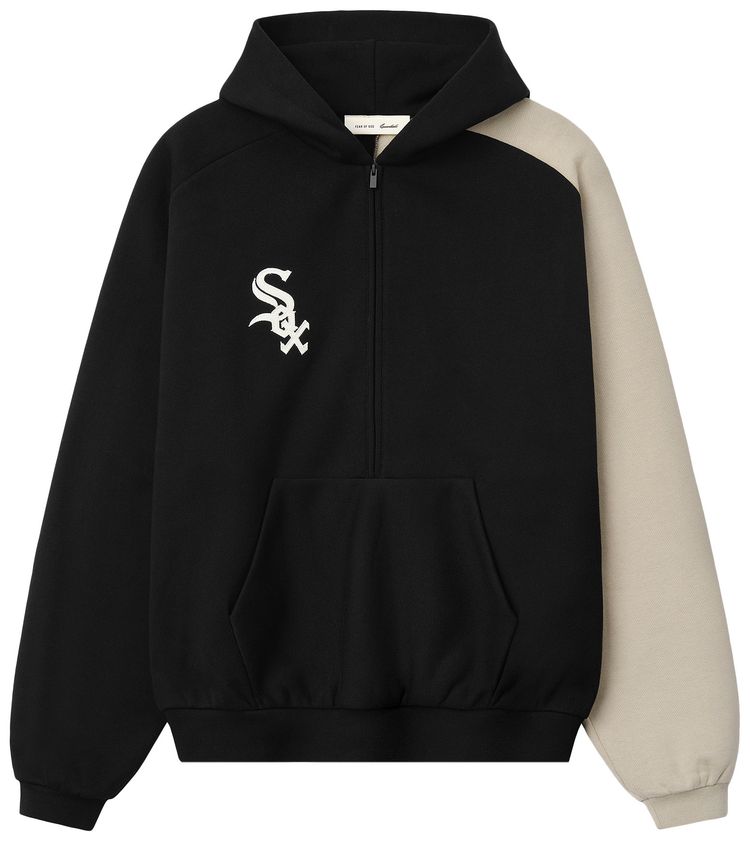 Fear of God Essentials White Sox Raglan Half Zip Sport Hoodie Black