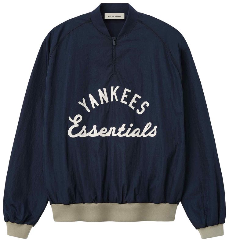 Fear of God Essentials Yankees Half Zip Pullover Dark Sapphire Overland Rib