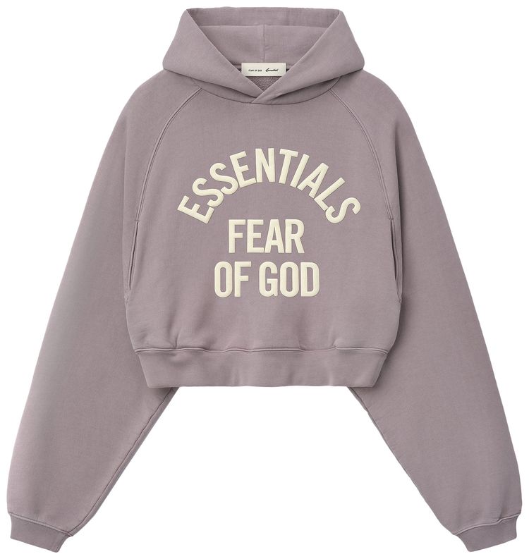 Fear of God Essentials Campus 90s Cropped Raglan Hoodie Faded Mauve
