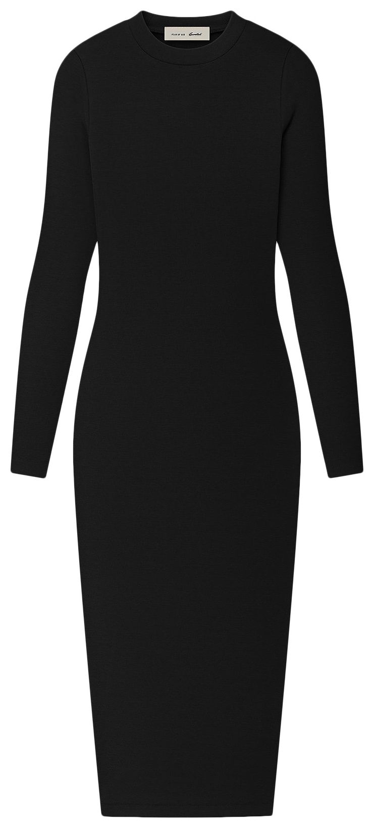Fear of God Essentials Rib Knit Fitted Long Sleeve Dress Vintage Black