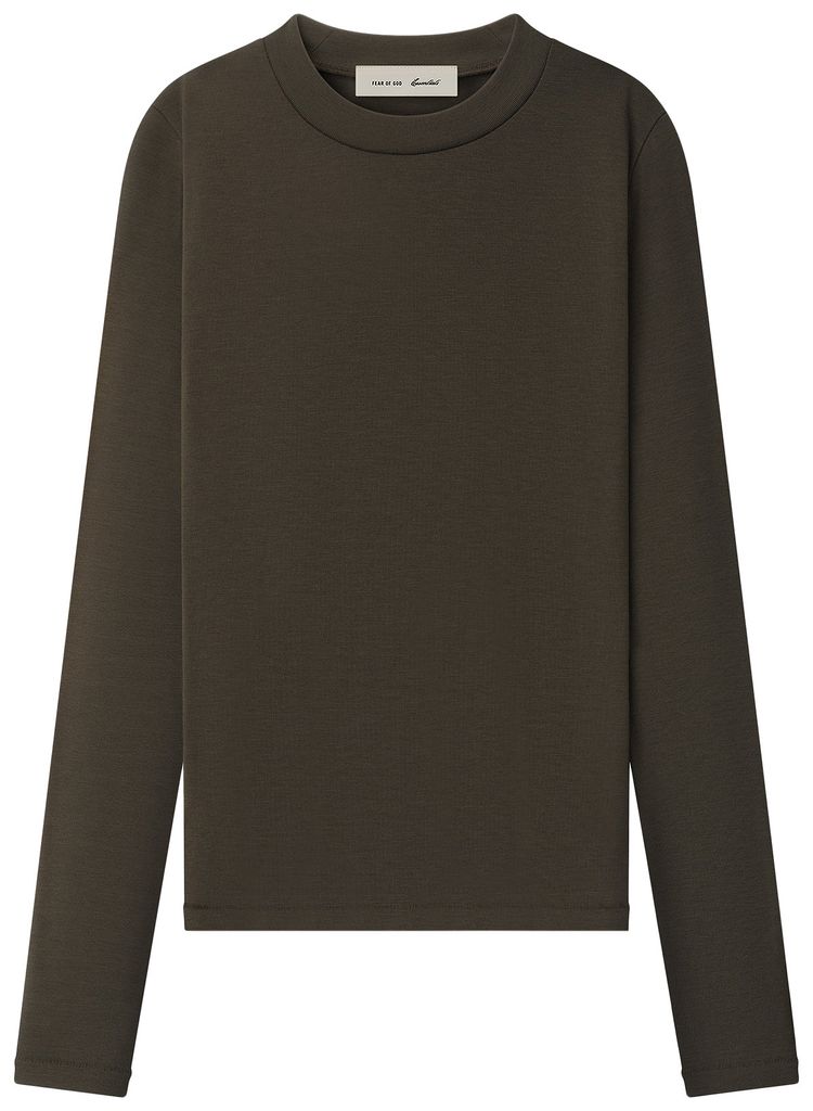 Fear of God Essentials Rib Fitted Long Sleeve Tee Brown