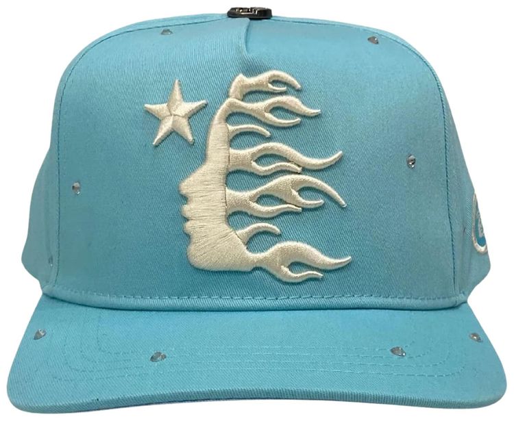 Hellstar OG Logo Rhinestone Snapback Hat Baby Blue