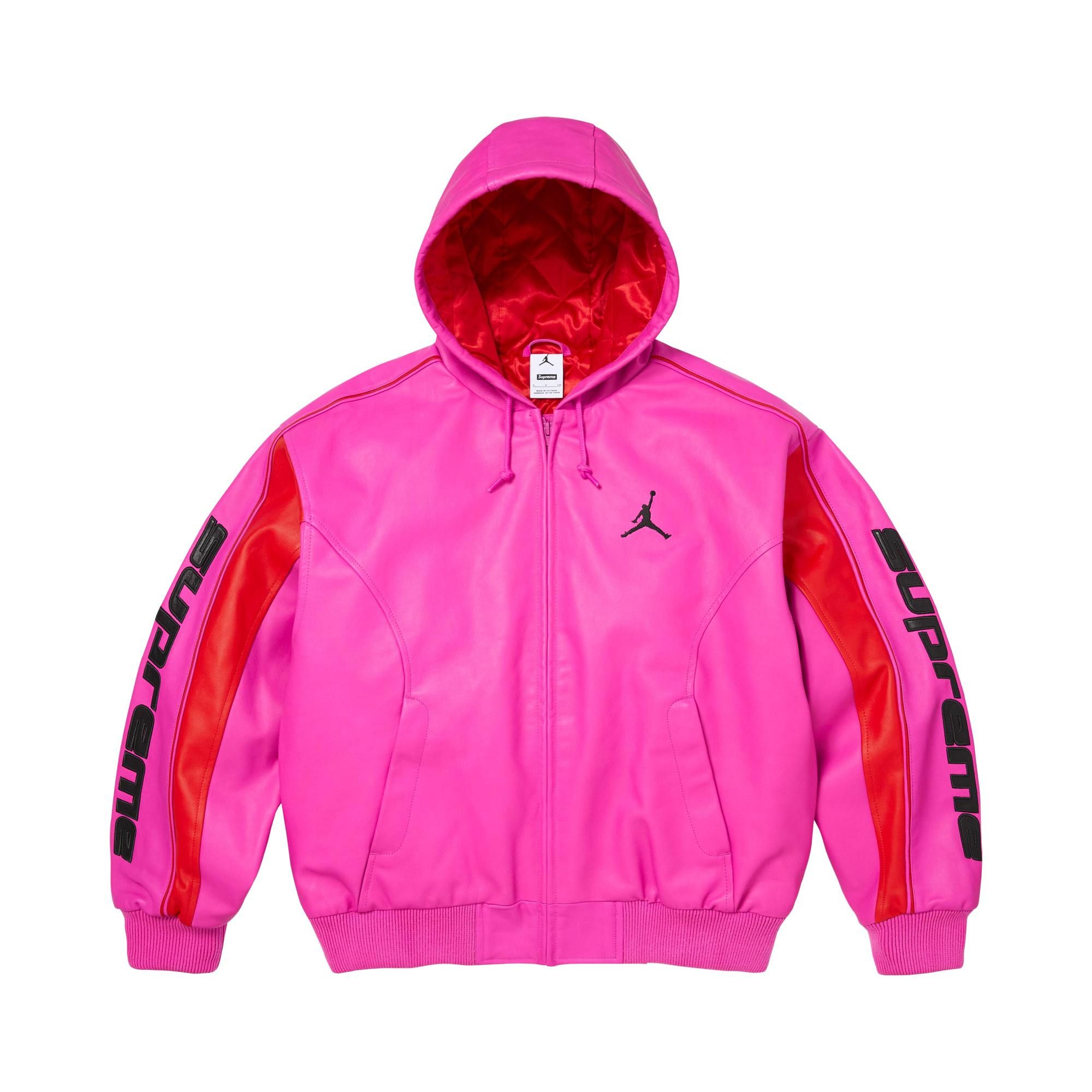 Buy Supreme x Jordan Hooded Leather Jacket 'Pink' - SS26J10 PINK