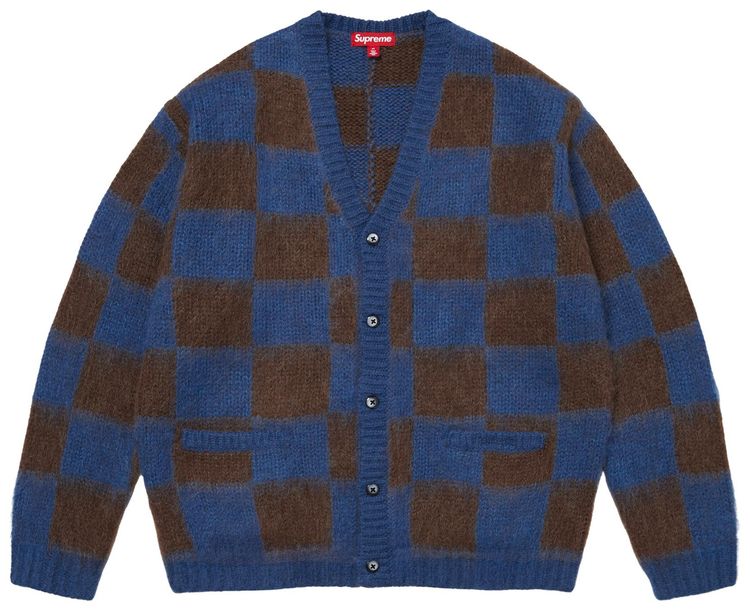 Supreme Checkerboard Cardigan Blue