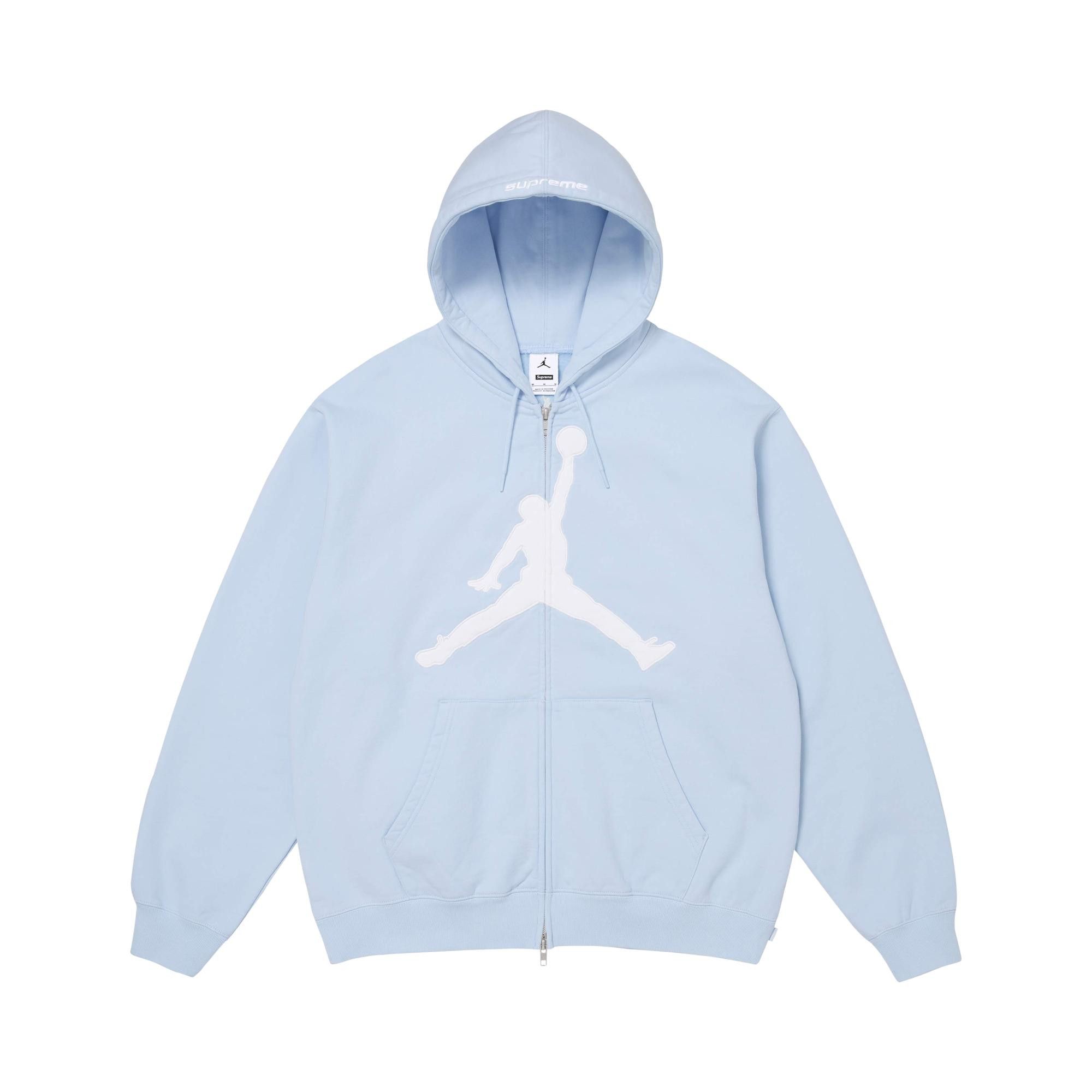 Buy Supreme x Jordan Zip Up Hooded Sweatshirt 'Light Blue