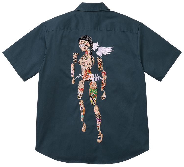 Supreme Aoi Cyborg Short Sleeve Work Shirt Navy