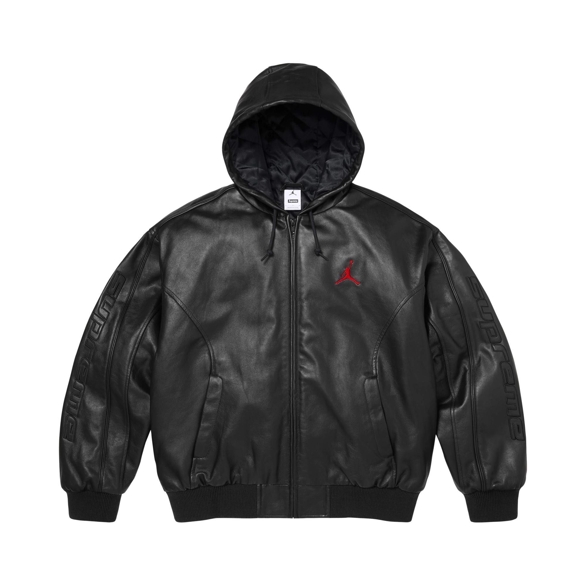 Buy Supreme x Jordan Hooded Leather Jacket 'Black' - SS26J10 BLACK