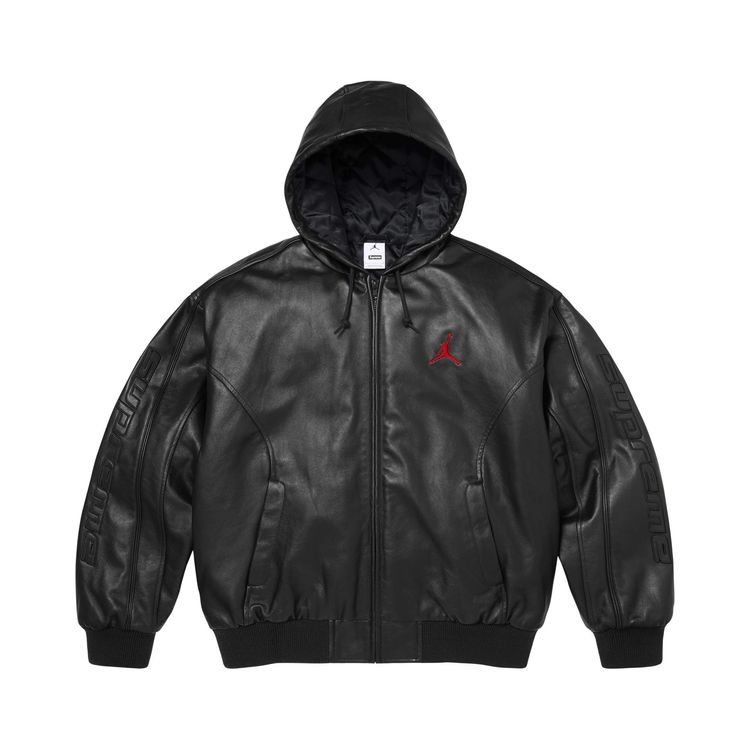 Buy Supreme x Jordan Hooded Leather Jacket 