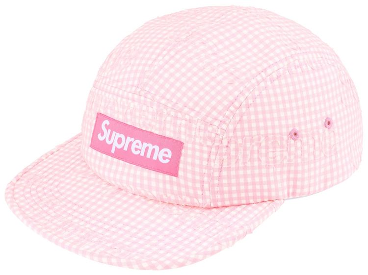 Supreme Monogram Gingham Camp Cap Pink