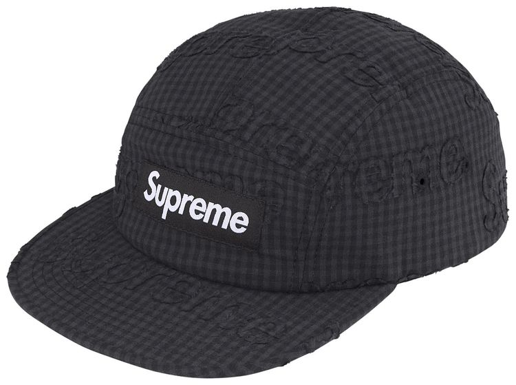 Supreme Monogram Gingham Camp Cap Black