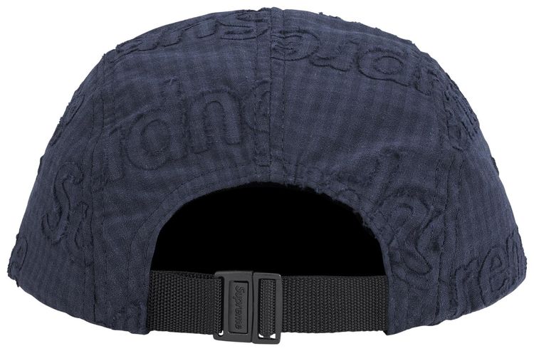 Supreme Monogram Gingham Camp Cap Navy