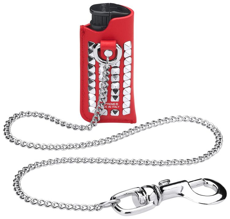 Supreme Studded Leather Lighter Holder Red