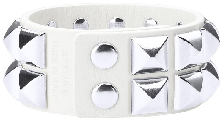 Supreme Studded Leather Bracelet White