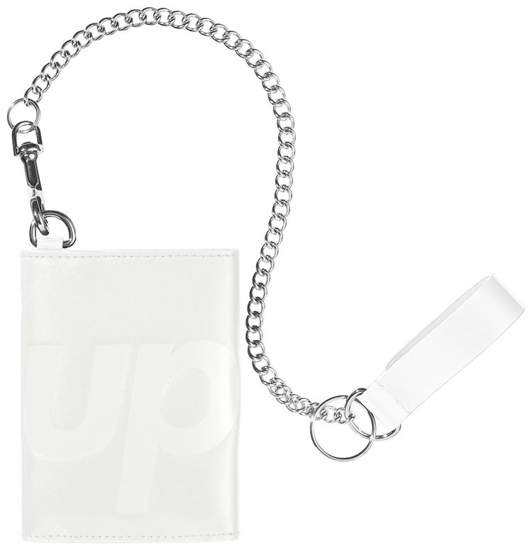Supreme Leather Chain Wallet White