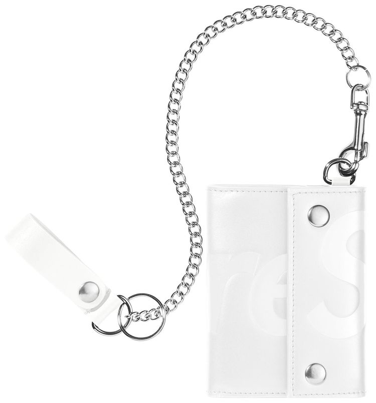 Supreme Leather Chain Wallet White