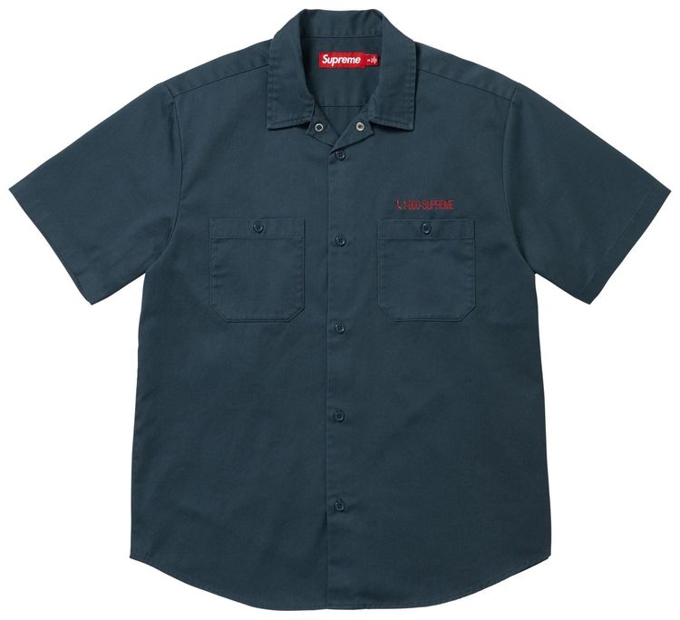 Supreme Aoi Cyborg Short Sleeve Work Shirt Navy