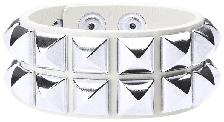 Supreme Studded Leather Bracelet White
