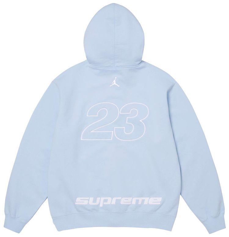 Supreme x Jordan Zip Up Hooded Sweatshirt Light Blue