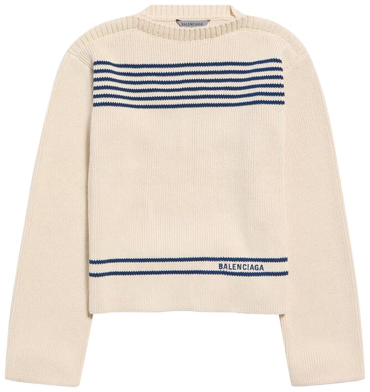 Balenciaga Boatneck Sweater NavyWhite