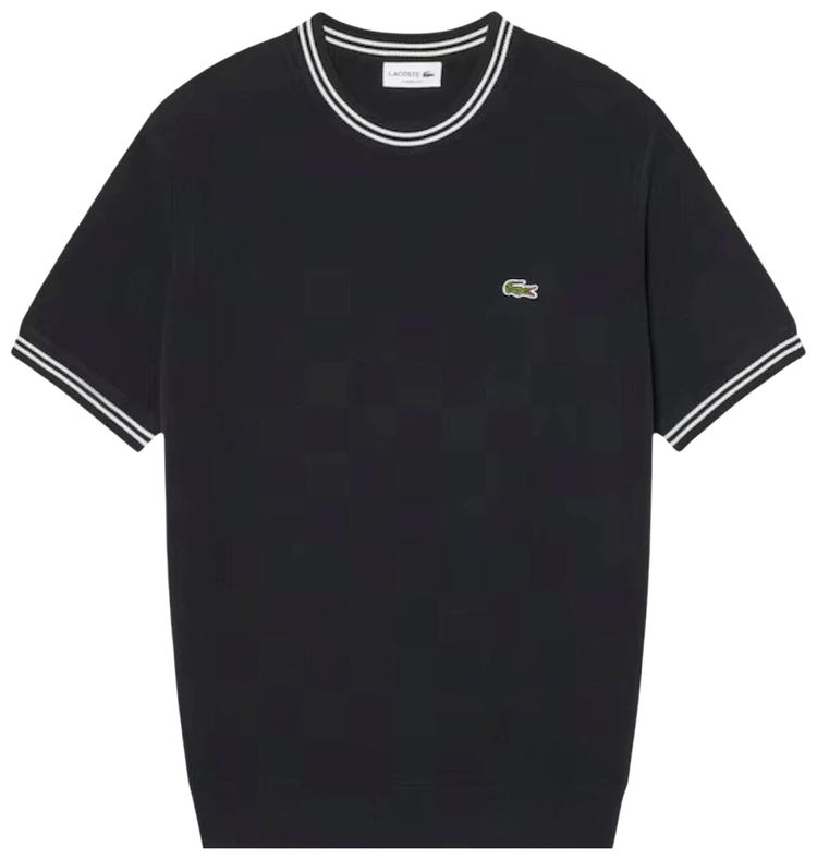 Lacoste Cotton Crepe Moss Stitch Knit Sweater BlackbirdFlour