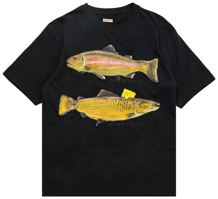 Kapital Jersey Crew T Two Trouts Peckish Rainbowy Black