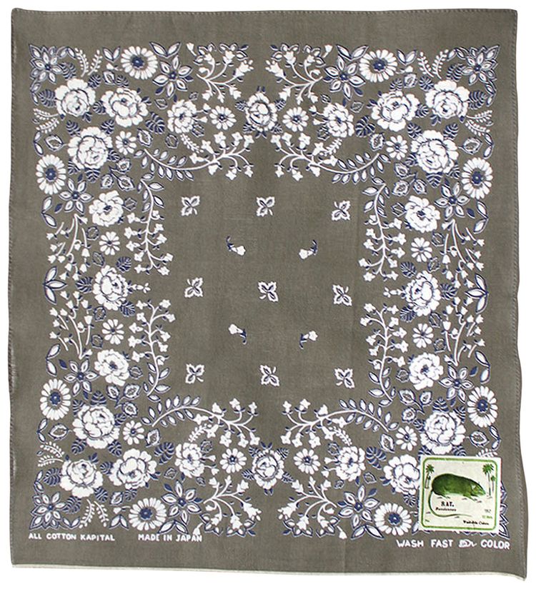 Kapital Fastcolor Selvedge Bandana Churchill Garden Khaki