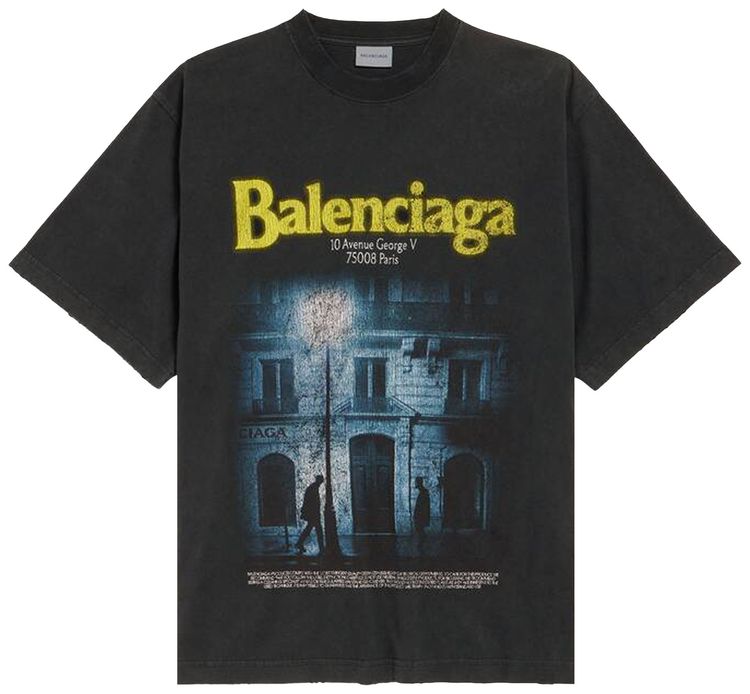 Balenciaga Medium Fit T Shirt Faded Washed Black