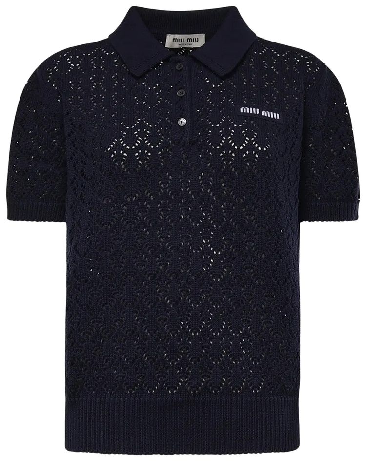 Miu Miu Cotton Polo Shirt Navy
