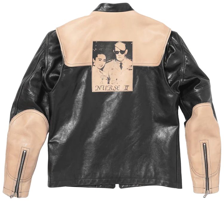 Enfants Riches Deprimes Nurse II Leather Jacket BlackDirty Ivory