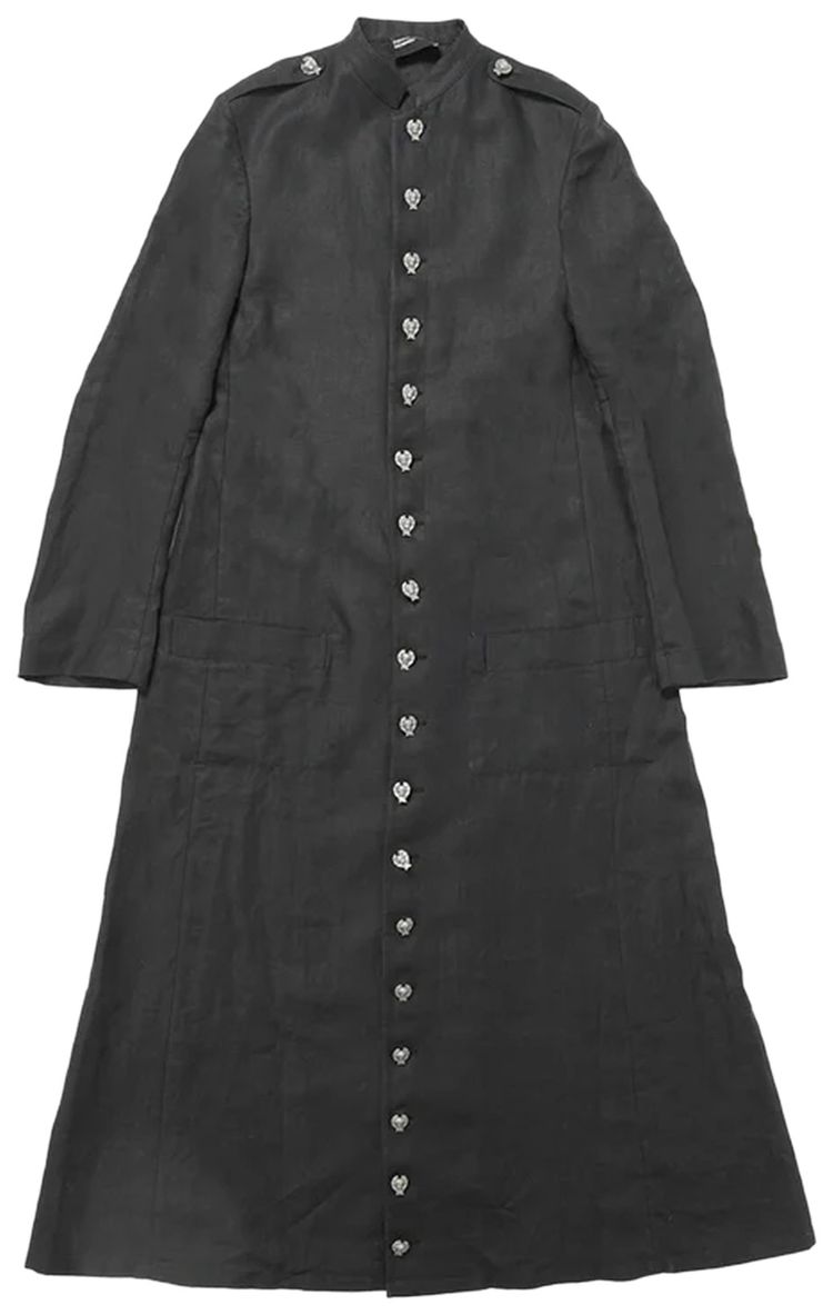 Enfants Riches Deprimes Linen Priest Coat With Cherub Buttons Black