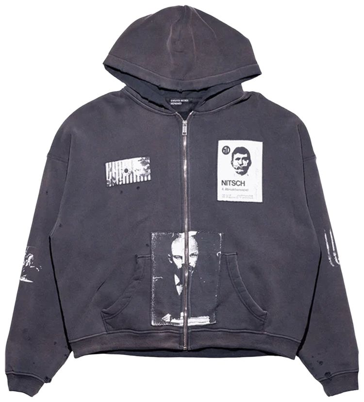 Enfants Riches Deprimes Lenins Nap Time Assemblage Zip Hoodie Washed Black
