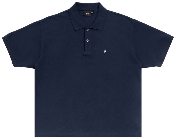 Stussy Classic Pique Polo Shirt Navy