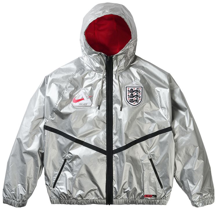 Palace x Nike England Dri Fit Academy Anthem Jacket Pewter GreyBright CrimsonBlack