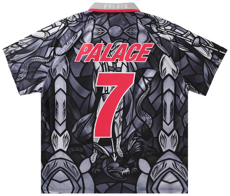 Palace x Nike England Dri Fit Football Jersey Pewter GreyBright Crimson