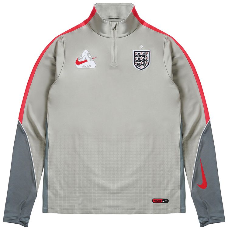 Palace x Nike England Dri Fit Strike Drill Top Pewter GreyCool GreyBright Crimson