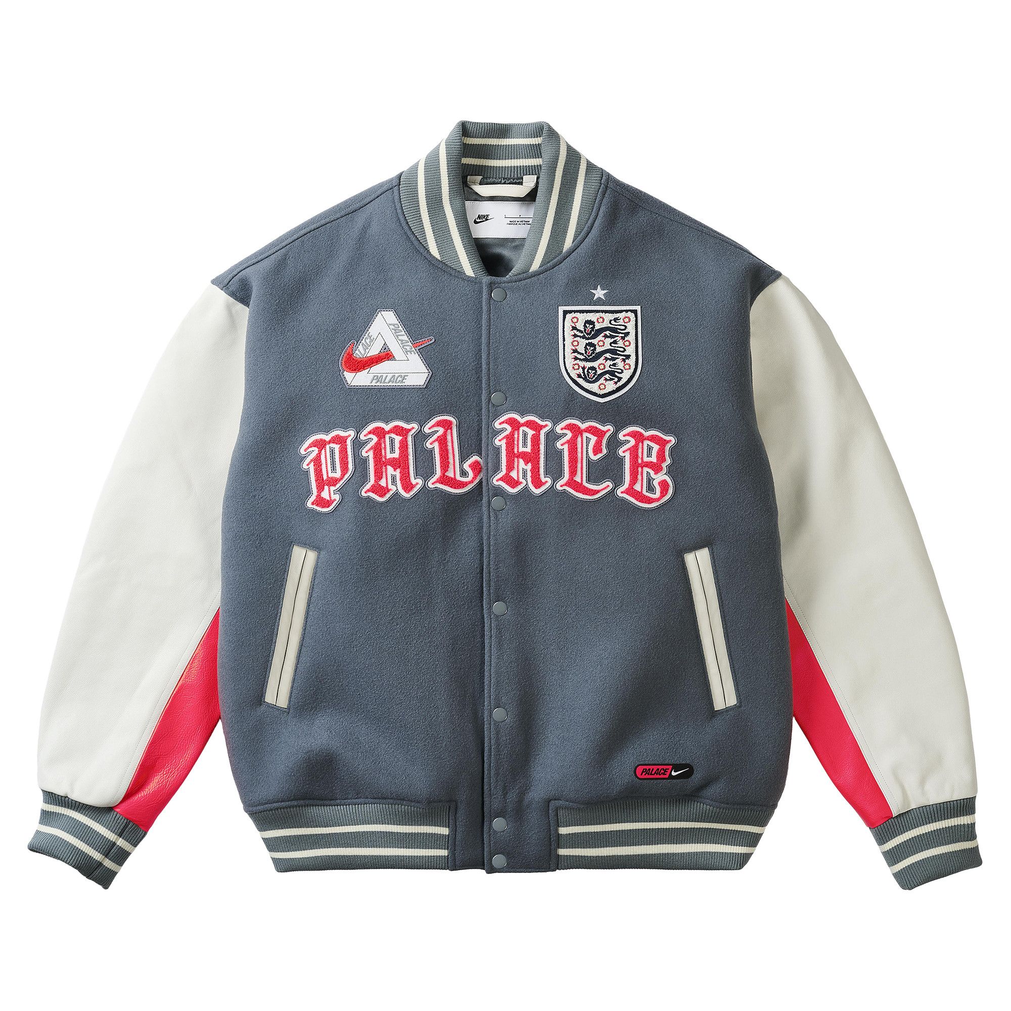 Buy Palace x Nike England Varsity Jacket 'Cool Grey/White/Bright